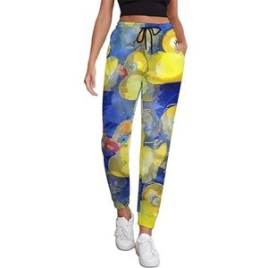 Gele Rubber Eenden Vrouwen Joggingbroek Running Joggers Broek Casual Broek Elastische Taille Lange Met Zakken