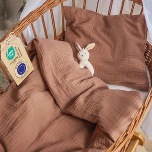 Laleni wiegdekbedovertrek 80x80 cm - katoenen wieglakens - onderlaken van neteldoek 80x80 cm + kussensloop 35x40 cm - wieglinnen voor ledikantdekbed gecertificeerd OEKO-TEX - kleur koper