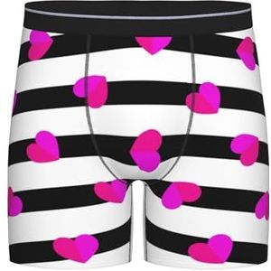 GRatka Boxer slips, heren onderbroek Boxer Shorts been Boxer Slip Grappige nieuwigheid ondergoed, roze hart op zwarte lijn, zoals afgebeeld, XXL