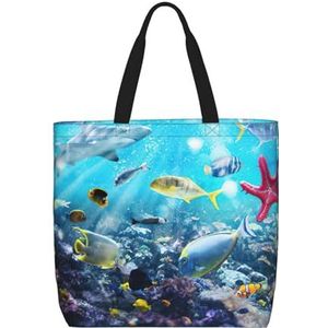 OdDdot Kleurrijke 3d Natuur Scenic Van Zee Onderwater Van Tropische Vissen Print Tote Bag Voor Vrouwen Opvouwbare Gym Tote Bag Grote Tote Tassen Vrouwen Handtas Voor Reizen Sport, Kleurrijke 3d Natuur