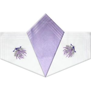 Warwick & Vance Pack van 3 dames/dames lavendel ontwerp zakdoeken met satijnen streep randen, 100% katoen, 29 x 29 cm, Meerkleurig, 29x29cm