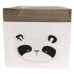 Opbergdoos van hout, panda, 13 x 12 x 13 cm