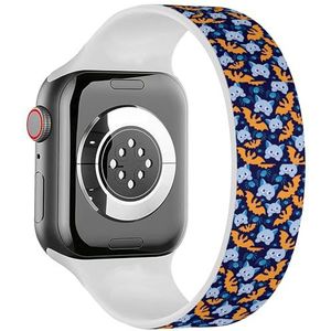 Solo Loop band compatibel met alle series Apple Watch 38/40/41mm (Cat Bat Spider Blue Orange) rekbare siliconen band band accessoire, Siliconen, Geen edelsteen