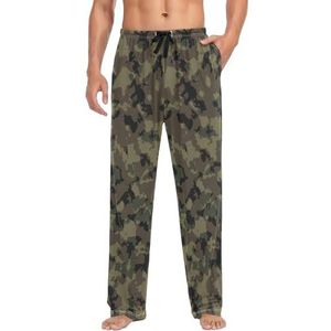 LI ZHI XIN Heren Pyjama Broek Lange Pyjama Bottoms Lente Herfst Dunne Losse Stijl Elastische Taille Tie Strap Met Zak S-XXL Mozaïek Camo Patroon, Meerkleurig, S