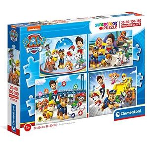 Clementoni Kinderpuzzels - Paw Patrol, Legpuzzel Set 20+60+100+180 Stukjes, 3-5 jaar - 21412