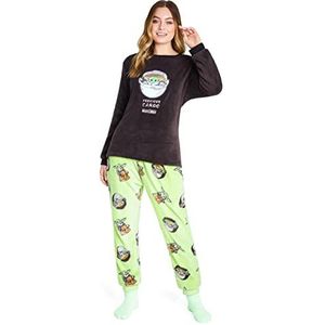 Disney Vrouwen Pyjama, Fleece Loungewear en Fluffy Sokken Stitch Geschenkset (Groen Mandaloriaan, XL)