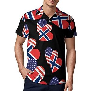 Noorwegen Amerikaanse hart vlag heren golf poloshirt zomer korte mouw T-shirt casual sneldrogende T-shirts S