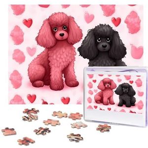 Roze poedels honden puzzels gepersonaliseerde puzzel 500 stukjes legpuzzels van foto's foto puzzel voor volwassenen familie (51,8 cm x 38 cm)