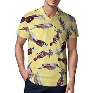 Red Tropical Birds heren golf poloshirt zomer korte mouw T-shirt casual sneldrogende T-shirts L