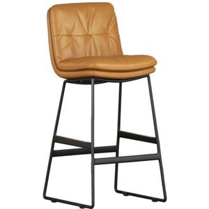 Barkruk Barstoelen Vintage Gestoffeerde Kunstleer Ontbijtbarstoelen Met Rugleuningen, Aanrecht Hoge Barkrukken Keukenstoelen Hoge Krukken (Color : A, Size : 65cm Sitting Height)