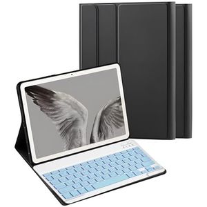 Toetsenbordhoes Voor Google Pixel Tablet 11"" 2023, 7 Kleuren Achtergrondverlichting Afneembaar Draadloos Toetsenbord Met PU Lederen Beschermhoes,Blauw