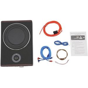 Xigner Actieve subwoofer voor auto, 600 W, 12 V, ultradun roestvrij staal, auto-onderstoel, subwoofer met ingebouwde versterker, audio-subwoofer voor auto/vrachtwagen, zwart