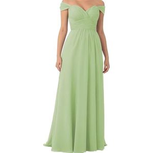 SAMHO V-hals Off Shoulder Bruidsmeisjes Jurken Vrouwen Strapless Bandeau Mouwloos Uitgerust A-lijn Bruiloft Gast Jurken, Sage Groen, 40