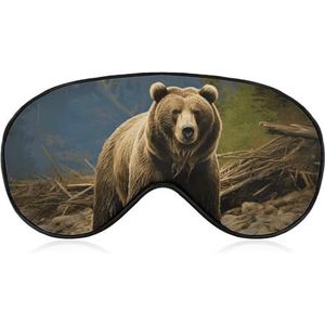Slaapmasker, zacht, comfortabel oogmasker met verstelbare riem, oogbedekking, bruine berenoogschaduw voor mannen, vrouwen, werk, reizen
