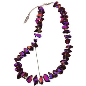 Women Collar Choker Necklaces For Women Rough Chunky Crystal Stone Short Necklace Wedding Party Jewelry Gifts (Color : Violet Purple Silver)