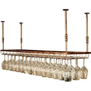 JLVAWIN Opbergrek retro plafond wijnfleshouder, metalen glaswerk rekken, hangend gemonteerd wijnrek, beker wijnplank, brons, 60/90/120/150 cm bar eetkamer meubelplanken (maat: 90 x 35 cm)