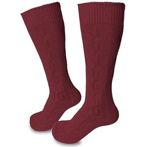 Steigenhöfer Manufaktur Klederdrachtsokken voor heren en dames, lang, klassieke kniekousen in vlechtpatroon, Oktoberfest, kousen van katoen voor mannen en vrouwen, bordeaux, 45/46 EU