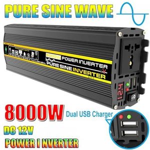 Stroomomvormer, 8000W Intelligente Auto-omvormer 3000W-6000W Dubbele USB Voertuig Slimme Omvormer Zuivere Sinusgolf DC Naar AC for Auto Auto RV(8000W)