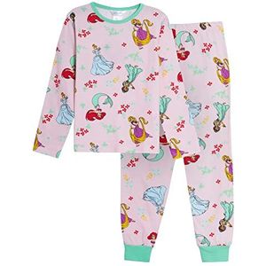 Disney Prinses meisjespyjama voor kinderen, volledige lengte, pyjamaset, 100% katoen, prinsessennachtkleding, nachtkleding, roze, 4-5 jaar