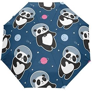 Schattige astronaut baby panda paraplu zakparaplu automatische reizen winddichte zonwering trekkingparaplu wandelparaplu voor vrouwen mannen