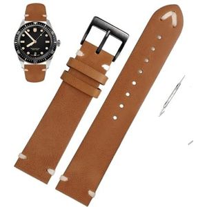LUGEMA Horlogebanden Compatibel met Oris 65 Replica Lederen Horloge Strap Diving Serie Koper Ring Brons Crown Retro Watch Band Pin Buckle 20 (Color : Brown-black, Size : 18mm)