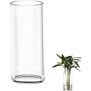 TSKDKIT Grote glazen vaas voor bloemen 35 cm glazen cilinder vaas verdikte heldere vazen voor woonkamer moderne grote vazen 35 x 12 cm