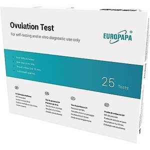 EUROPAPA® Healthcare 25 stuks ovulatietest voor ovulatie, vruchtbaarheidstest voor vrouwen 25 mIU/ml gevoeligheid