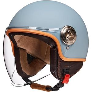 Vintage 3/4 Open Face Helm voor Mannen Vrouwen, Volwassenen Retro Motorfiets Halve Helm Straat Jet-Brommer Helm, Cruiser Chopper Scooter Motorfiets ATV Helmen met Vizier, DOT/ECE Goedgekeurd G