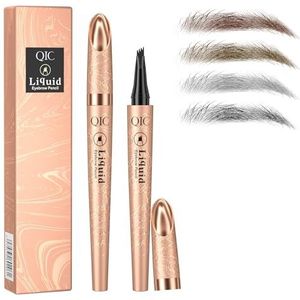Magische wenkbrauwstift, wenkbrauwstift met 4 microvorkpunten, natuurlijk waterdicht en duurzaam, voor mannen en vrouwen, moeiteloos natuurlijk uitziende wenkbrauwen (lichtbruin)
