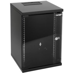 HMF 63409-02 netwerkkast, serverkast 10 inch | 9 HE | 300 mm diepte | volledig gemonteerd | glazen deur | zwart