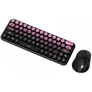 QPSJXN Draadloos Toetsenbord En Muis Set Met 65 Gradiënt Kleur Compatibel Met Windows Computers 2.4G USB Combo (Zwart Roze Gradiënt)