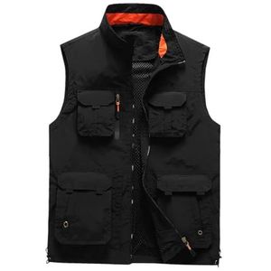 Pegsmio Mesh Vest Voor Mannen Lente Herfst Ademend Militaire Mouwloze Jas Zomer Multi Pocket Vest, Zwart, 3XL