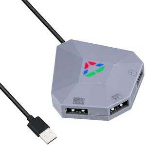 Mcbazel Toetsenbord en Muis Converter voor NS Switch, FPS Gaming Toetsenbord en Muis Adapter voor Xbox One/S/X/Xbox Series S/X/Switch/PS4/PS3/PC met Led-Indicatoren, USB- en Type-C-poorten