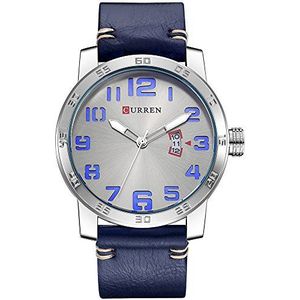Curren mannen Wtches Relogio Masculino Luxe Militaire Horloges Mode Casual Kalender Quartzwatch Blauw