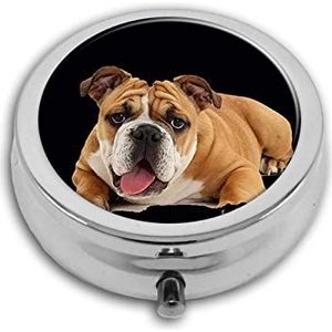 Bulldog Pup Pill Box-3 Compartiment Geneeskunde Pil Case, Draagbare Medicine Tablet Vitamine Houder Organizer voor Portemonnee Pocket Reizen Geschenken