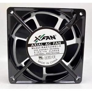 RAH1238S1-C 120mm Fan - 220-240V, 0.10A/0.11A, Quiet Operation, 3000-3800RPM Airflow Fan for PC and Electronics