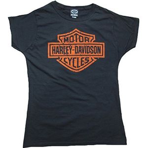 Bravado Dames T-Shirt Zwart Harley Davidson Bar and Shield Logo Vintage Print, zwart, L