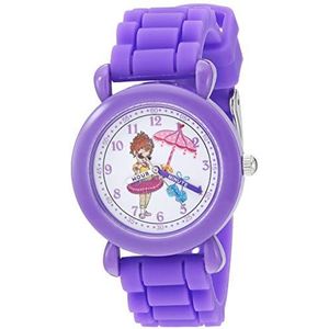 Disney Girls Fancy Nancy Analog-Quartz Watch with Silicone Strap, Purple, 16 (Model: WDS000591)