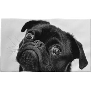 LZNJZ Handdoek van 70 cm x 40 cm, zwarte doffe mopshond handdoeken voor badkamer, keuken, theetafel