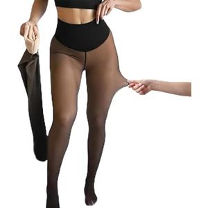 Nieuwe compressieband en optie met één naad, warme panty's met blote benen in grote maten, corrigerende tailleband for dames blijft warm(Khaki,XS-S)