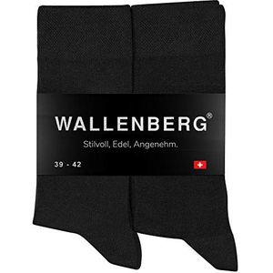 Wallenberg Heren Business Sokken Katoen, 39-42, Zwart | 10 Paar | Naadloos | Pluisvrij | Herensokken | Dames | Pak Sokken | Sokken voor Mannen