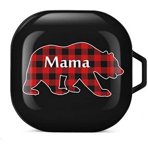 Plaid Mama Bear Oordopjes Hoesje Compatibel met Samsung Hard Shell Beschermhoes Zwart-Stijl