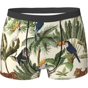 EdWal Atletisch ondergoed voor heren, met bomen en dieren print, ondergoed voor heren, boxerslip, zacht ondergoed, Zwart, XXL