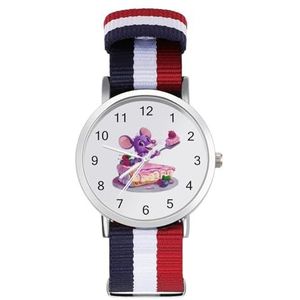 Muis Met Gele Kaas Automatisch Horloge Voor Mannen Vrouwen Mode Quartz Horloge Armband Polshorloge Voor Thuiskantoor