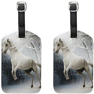 Aumimi White Horse Travel Bagage Tags Koffer Labels Pack van 2