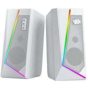 Redragon GS520 RGB desktop luidspreker, 2.0-kanaals stereo luidspreker voor computer met 6 kleurrijke ledmodi, verbeterd geluid en gemakkelijk toegankelijke volumeregeling, USB-voeding met kabel