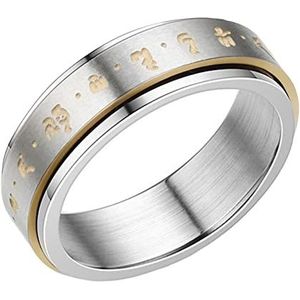 szutfidy Metalen Ring Fijne Zonnebloem Dot Ontwerp Metalen Ring voor Mannen Vrouwen E US 7, US 7, Titanium Staal, Secundaire Steen