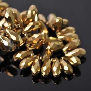 Effen kleur traan gefacetteerd kristalglas 12x6mm 16x8mm 20x10mm topgeboorde hanger druppels losse kralen voor sieraden maken doe-het-zelf-metaal goud-16x8mm 20st