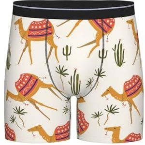 GRatka Boxer slips, heren onderbroek boxershorts, been boxer slips grappig nieuwigheid ondergoed, woestijn kameel cactus planten print, zoals afgebeeld, XL