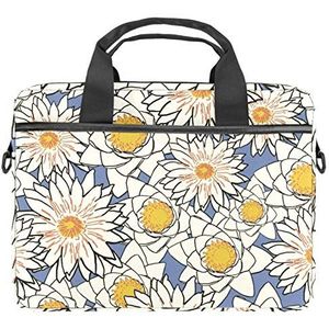 Laptop Tas 14.5 Inch, Business Aktetas voor Mannen Vrouwen Schouder Messenger Bag Case Mouw Hand Getrokken Lily Patroon Geel Handvat Case voor Computer/Notebook